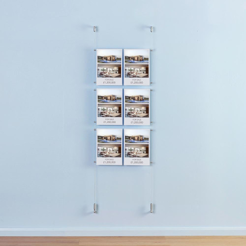 Satin Wall-Mounted Cable Display Kit - A4 Portrait - Double Pocket