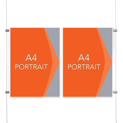 Satin Ceiling-to-Floor Cable Display Kit - A4 Portrait - Double Pocket