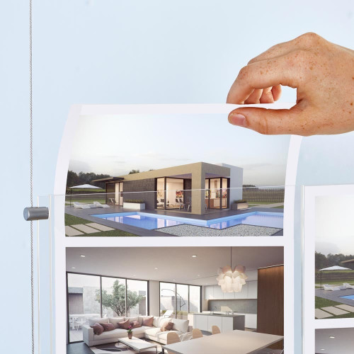 Satin Ceiling-to-Floor Cable Display Kit - A4 Portrait - Double Pocket