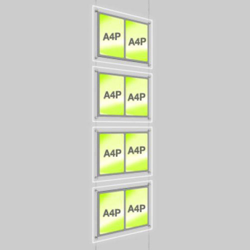 Accent Bevelled Edge LED Light Panel Cable Kit - A4 Portrait - Double Pocket