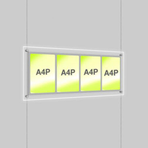 Accent Bevelled Edge LED Light Panel Cable Kit - A4 Portrait - Quadruple Pocket