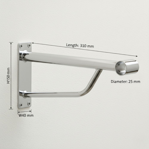 Heavy Duty Chrome Support Arm For up to 25mm Diameter tube - Wall fix Heavy Duty Chrome Support Arm For up to 25mm Diameter tube - Wall fix