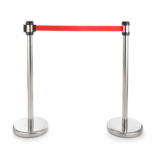10 x All-Way Retractable Belt Barriers - Polished Stainless Steel Posts with 2m Belts