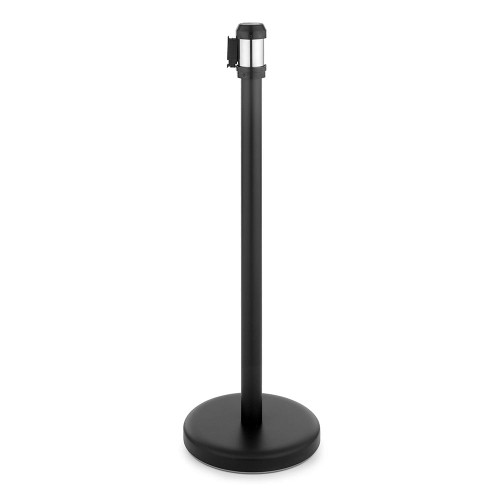 Pair of All-Way Retractable Belt Barrier Posts - Black Posts with 2m Webbed Belts