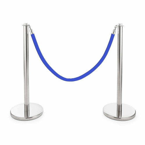 Pair of Universal Range Rope Barriers - Polished Stainless Steel Posts - Velvet Rope