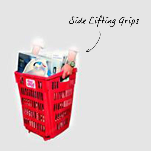 Blue Plastic Shopping Basket With Wheels And Telescopic Handle - 52L