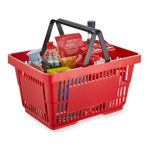Red Plastic Shopping Basket - 22L