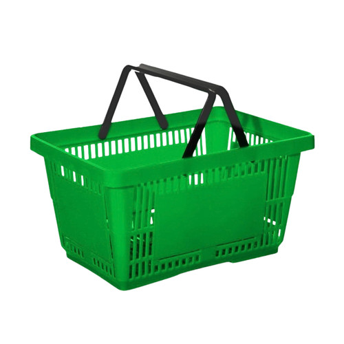 Green Plastic Shopping Basket - 22L