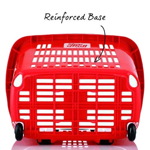 Pack of 10 Blue Plastic Shopping Basket With Wheels And Telescopic Handle - 34L