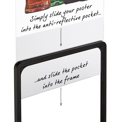 Display Stand with Black Versatile Poster Frame and Anti-Reflective Pocket - A4