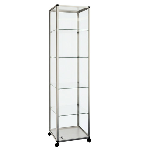 Glass Display Cabinet Tower with 4 Shelves - Contour Range