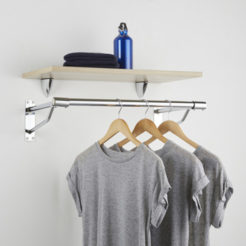 600mm Heavy Duty Wall-Mounted Hanging Clothes Rail with 2 Support Arms