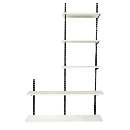 Black & White Twin Slot Shelving Kit H1980mm 5 Shelves