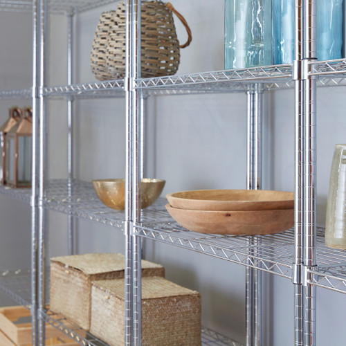 4 Tier Square Chrome Wire Shelving Unit - H1800 x W450 x D450mm