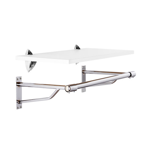 White Wall-Mounted Wooden Shelf with Heavy Duty Hanging Rail