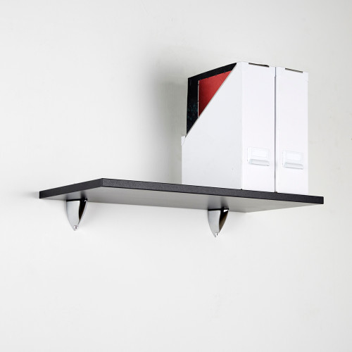 Black Wall Shelf With Chrome Clips