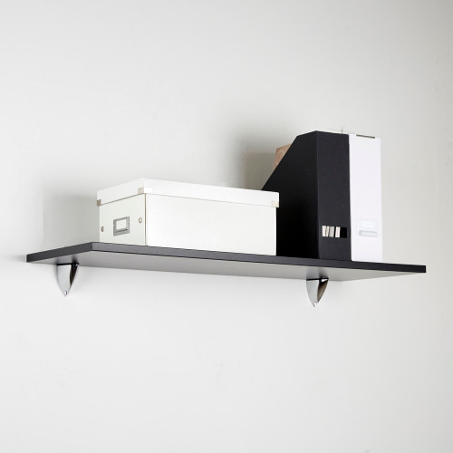 Black Wall Shelf With Chrome Clips