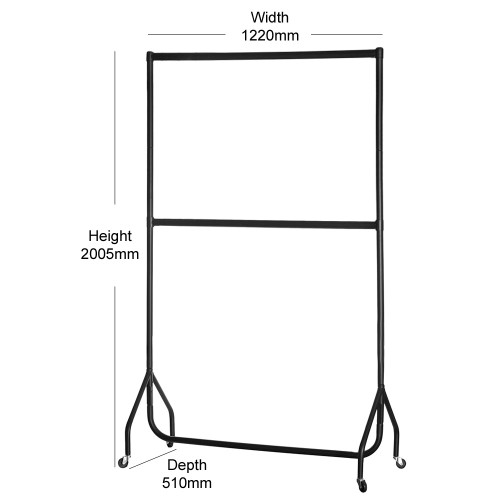 2-Tier Black Heavy-Duty Clothes Rail