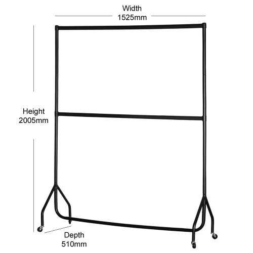 2-Tier Black Heavy-Duty Clothes Rail