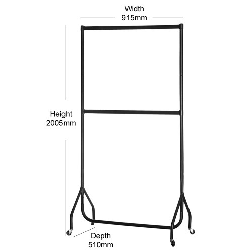 2-Tier Black Heavy-Duty Clothes Rail
