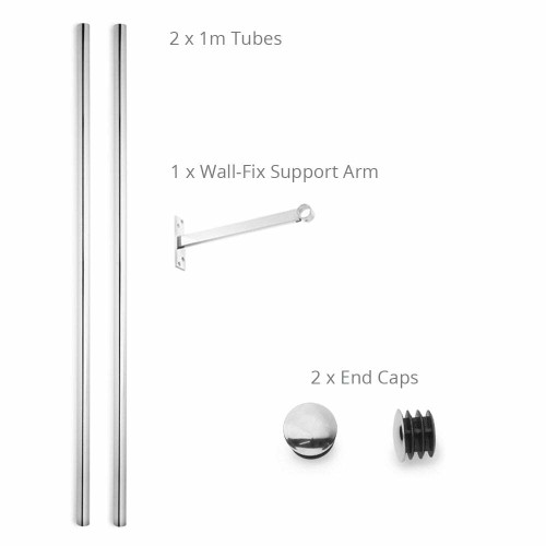 2m Alcove Hanging Clothes Rail with 1 Support Arm