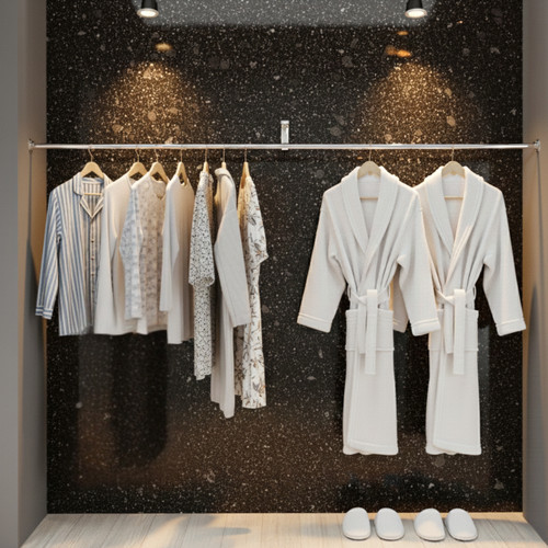 2m Alcove Hanging Clothes Rail with 1 Support Arm