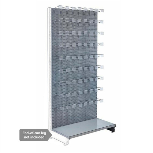 Silver Retail Shelving Wall Unit - Perforated Back Panels and Single Arms Hooks - 1000mm - H2100mm