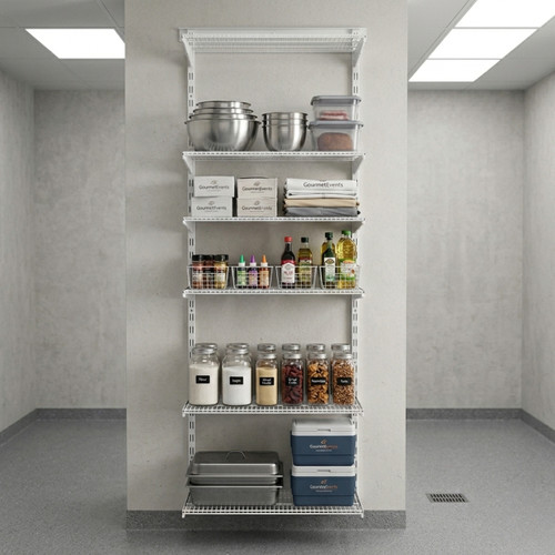 Flexx White Wire Shelf System - H2100mm - 5 Shelves