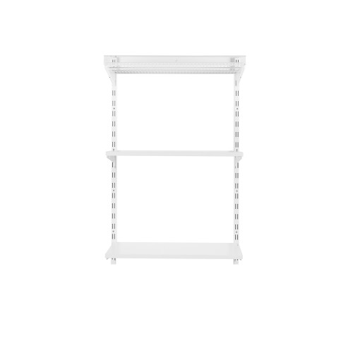 Flexx White Shelf System - H1200mm - 2x Wooden & 1x Wire Shelves