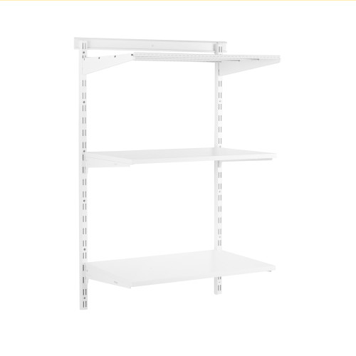Flexx White Shelf System - H1200mm - 2x Wooden & 1x Wire Shelves