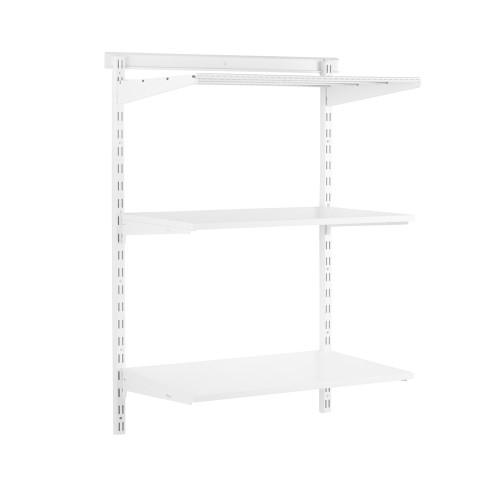 Flexx White Shelf System - H1200mm - 2x Wooden & 1x Wire Shelves