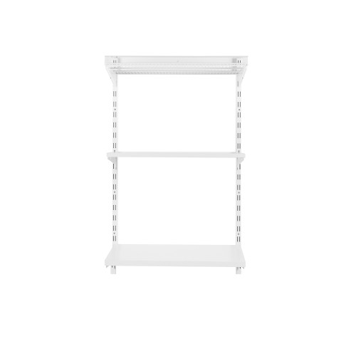 Flexx White Shelf System - H1200mm - 2x Wooden & 1x Wire Shelves