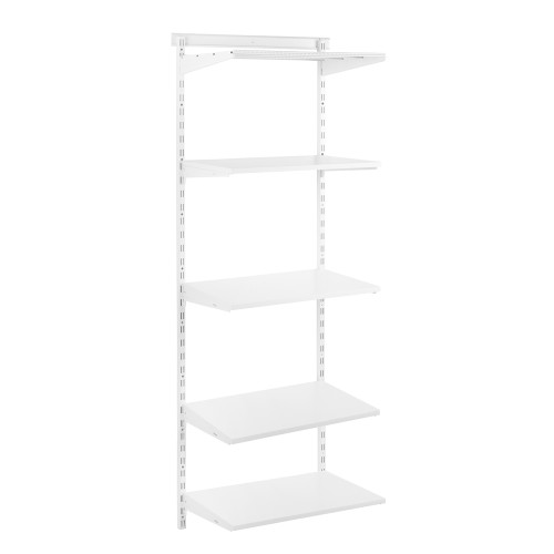 Flexx White Shelf System - H2100mm - 4x Wooden & 1x Wire Shelves