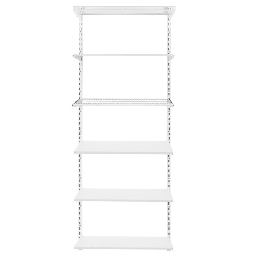 Flexx White Shelf System - H2100mm - 3x Wooden & 3x Wire Shelves