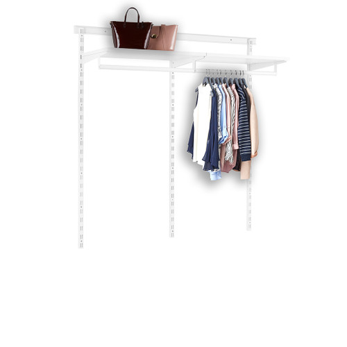 Flexx White Wooden Shelf System & Clothes Rail- H1200mm