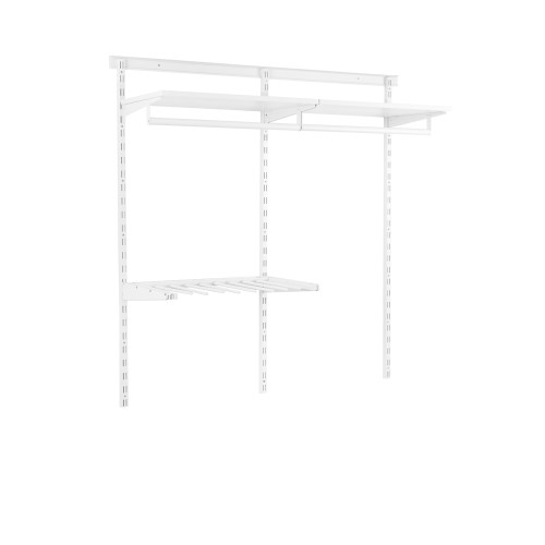 Flexx White Wooden Shelf System with Clothes Rail & Trouser Rack- H1200mm