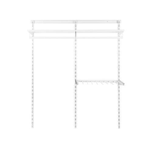 Flexx White Wooden Shelf System with Clothes Rail & Trouser Rack- H1500mm