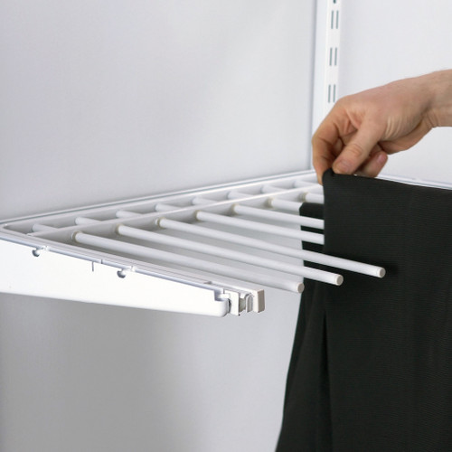 Flexx White Wire Shelf System with Clothes Rail & Trouser Rack- H2100mm