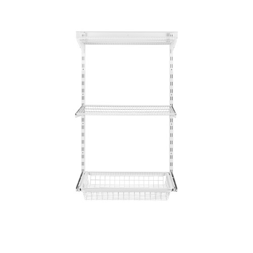 Flexx White Wire 2 Shelf System with Shallow or Deep Basket- H1200mm