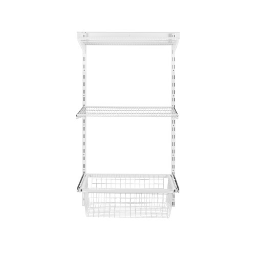 Flexx White Wire 2 Shelf System with Shallow or Deep Basket- H1200mm