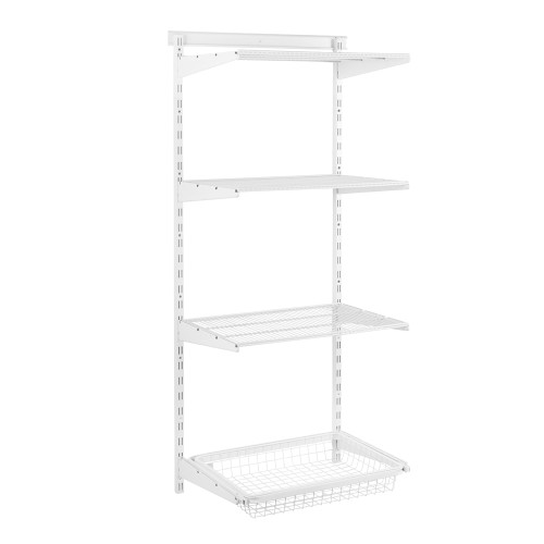 Flexx White Wire 3 Shelf System with Basket- H1500mm