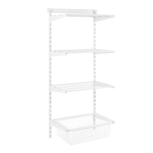 Flexx White Wire 3 Shelf System with Basket- H1500mm