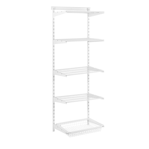 Flexx White Wire 4 Shelf System with Basket- H2100mm