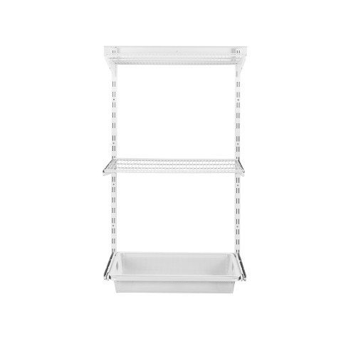 Flexx White Wire 2 Shelf System with Wire Mesh Basket- H1200mm