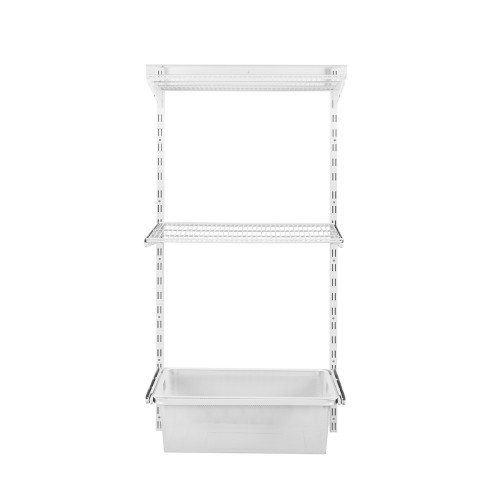Flexx White Wire 2 Shelf System with Wire Mesh Basket- H1200mm