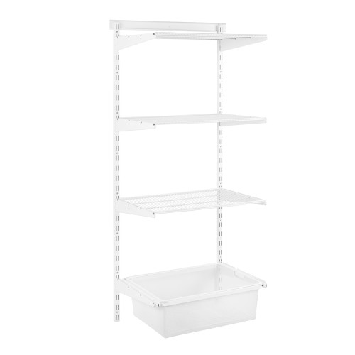 Flexx White Wire 3 Shelf System with Wire Mesh Basket- H1500mm