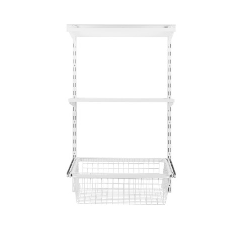 Flexx White Wooden 2 Shelf System with Basket- H1200mm