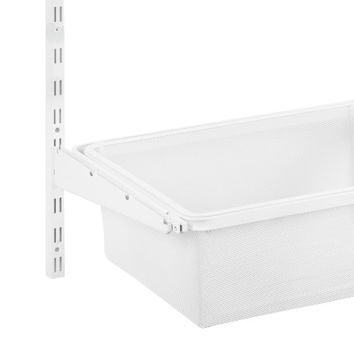 Flexx White Wooden 3 Shelf System with Wire Mesh Basket- H1500mm