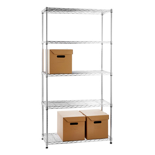 5 Tier Chrome Wire Shelving Unit - H1800 x W1200 x D450mm