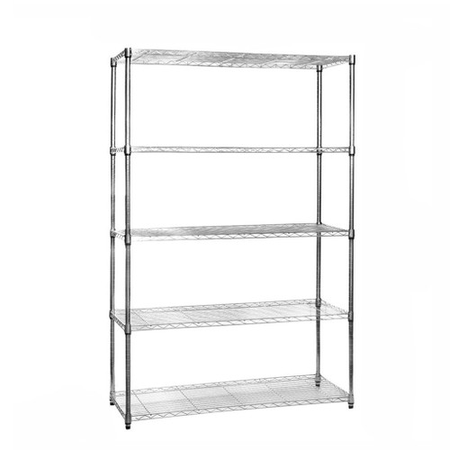 5 Tier Chrome Wire Shelving Unit - H1800 x W1200 x D450mm